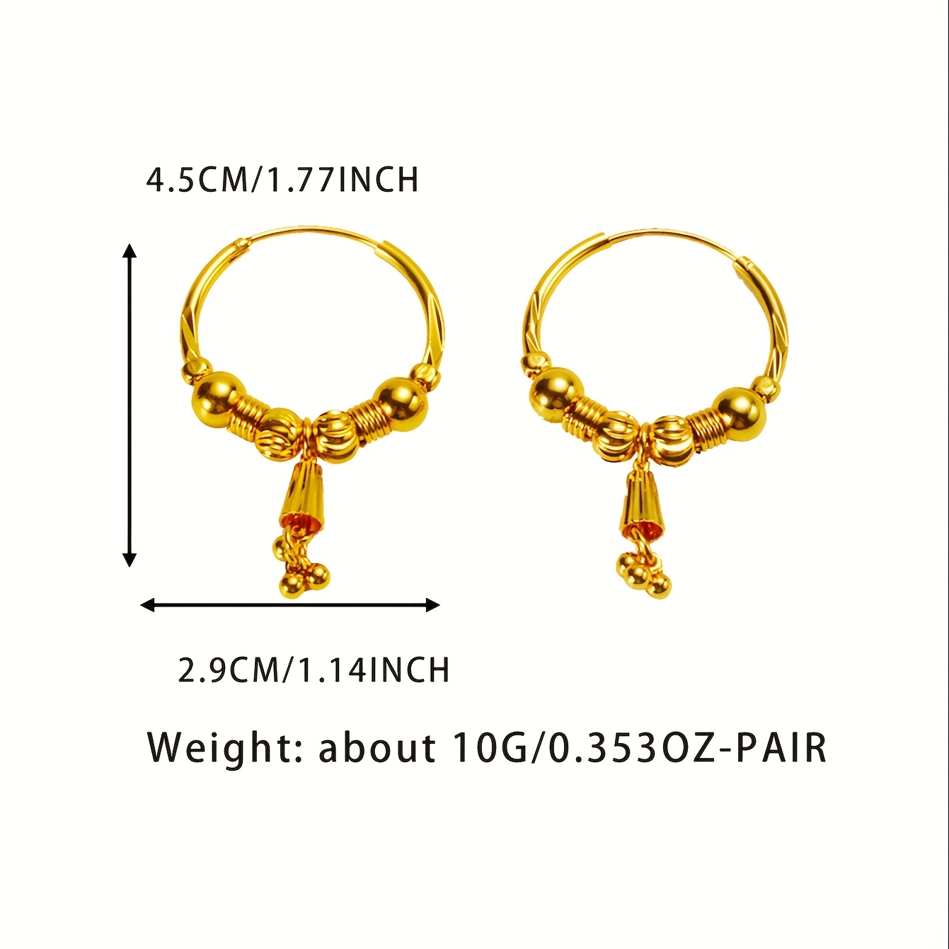 24K Plated Hoop Earrings with Pendant & Style Copper Material